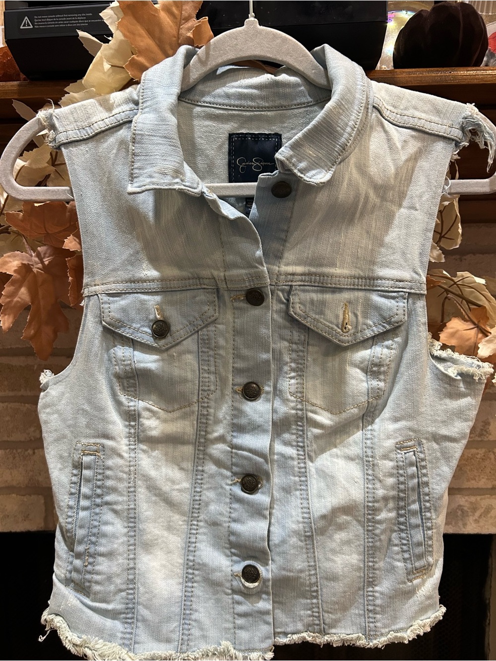 Sleeveless Light Wash Denim Vest EUC